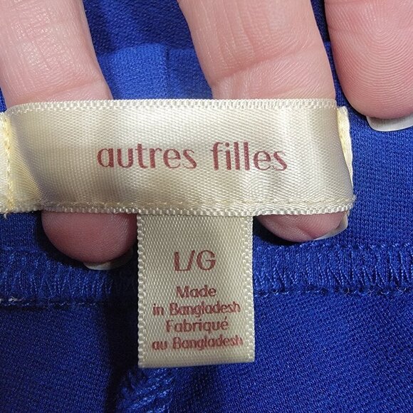 autres filles Size L Royal Blue Pull On Capri / Crop Stretch Pants Wide Leg, EUC - Picture 11 of 12